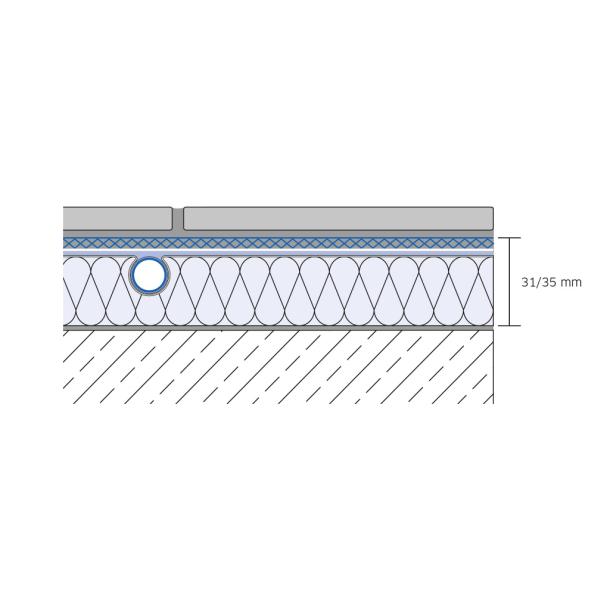 Dwarsdoorsnede BLANKE PERMATOP (Vloerverwarmings- en koelsysteem)